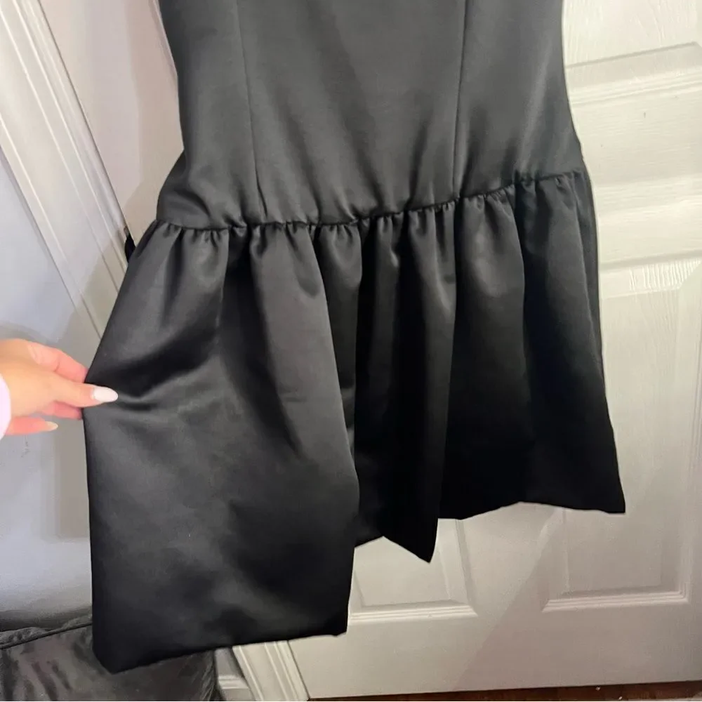 Vintage Leslie Fay Evening Little Black Dress with Diamond Straps